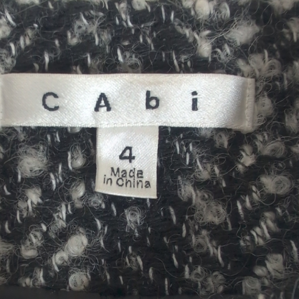 CAbi Black and White Tweed Herringbone Blazer Size 4 - Picture 9 of 11